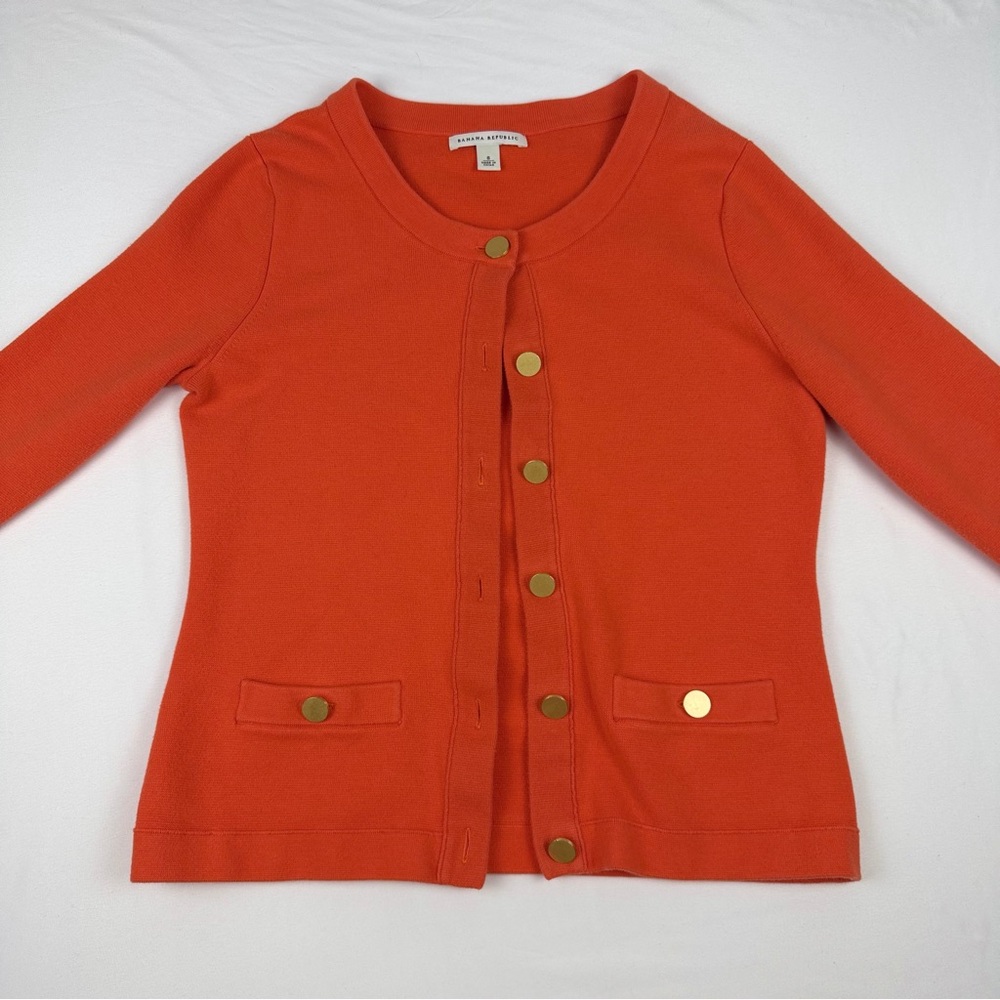 Banana Republic Orange Cardigan Sweater Gold Button Detail Size Small - Picture 11 of 14
